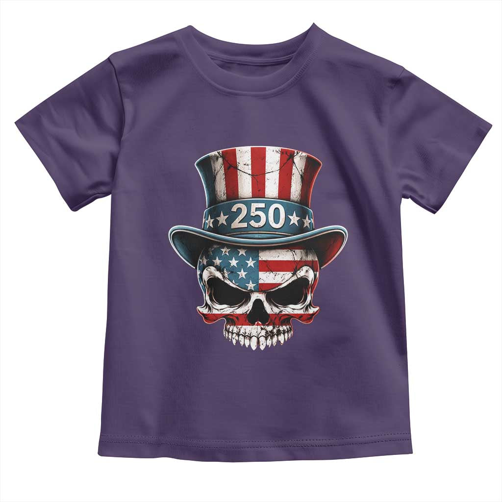 American Flag Skull Patriotic Pride Toddler T Shirt USA 250 Anniversary TS12 Purple Print Your Wear