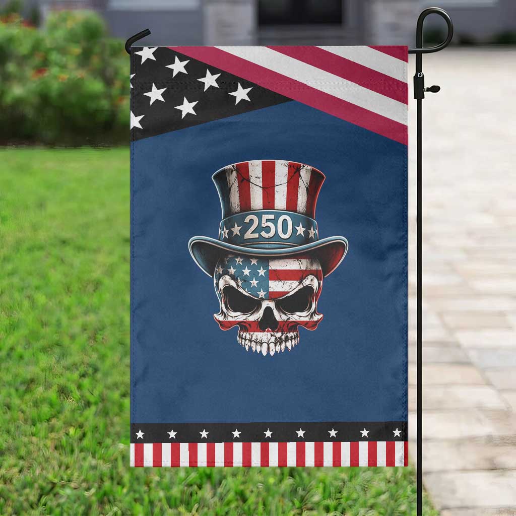 American Flag Skull Patriotic Pride Garden Flag USA 250 Anniversary TS12 Classic Blue Black Print Your Wear