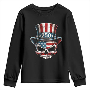 American Flag Skull Patriotic Pride Youth Sweatshirt USA 250 Anniversary TS12 Black Print Your Wear
