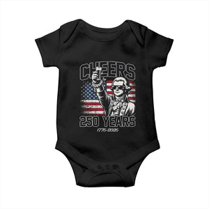 Patriotic Thomas Jefferson Baby Onesie Cheers To 250 Years TS12 Black Print Your Wear
