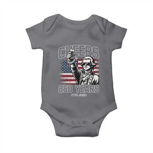 Patriotic Thomas Jefferson Baby Onesie Cheers To 250 Years TS12 Charcoal Print Your Wear