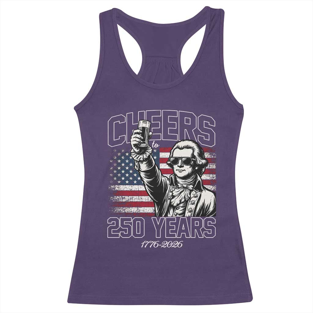 Patriotic Thomas Jefferson Racerback Tank Top Cheers To 250 Years TS12 Purple Print Your Wear