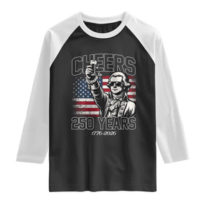 Patriotic Thomas Jefferson Raglan Shirt Cheers To 250 Years TS12 Black White Print Your Wear
