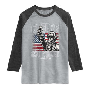 Patriotic Thomas Jefferson Raglan Shirt Cheers To 250 Years TS12 Heather Gray Heather Charcoal Print Your Wear