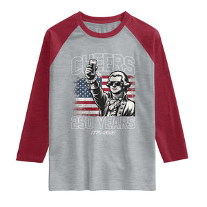 Patriotic Thomas Jefferson Raglan Shirt Cheers To 250 Years TS12 Heather Gray Heather Red Print Your Wear
