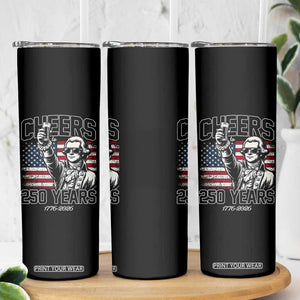 Patriotic Thomas Jefferson Skinny Tumbler Cheers To 250 Years TS12 Print Your Wear