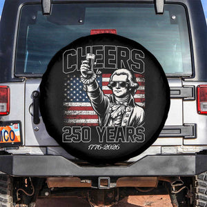 Patriotic Thomas Jefferson Spare Tire Cover Cheers To 250 Years TS12 No hole Black Print Your Wear