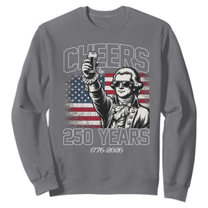Patriotic Thomas Jefferson Sweatshirt Cheers To 250 Years TS12 Charcoal Print Your Wear