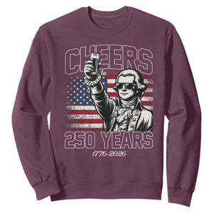 Patriotic Thomas Jefferson Sweatshirt Cheers To 250 Years TS12 Maroon Print Your Wear