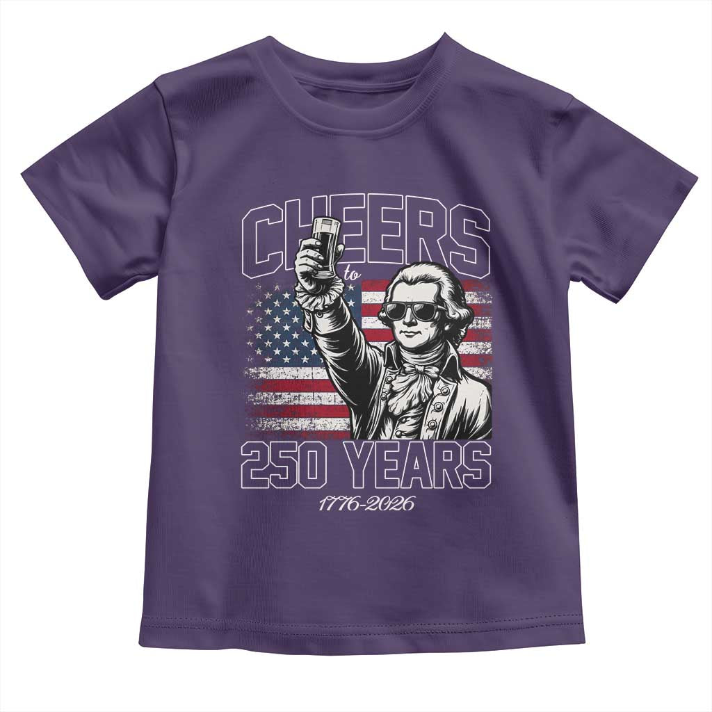 Patriotic Thomas Jefferson Toddler T Shirt Cheers To 250 Years TS12 Purple Print Your Wear