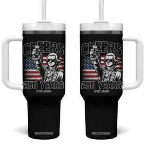 Patriotic Thomas Jefferson Tumbler With Handle Cheers To 250 Years TS12 One Size: 40 oz Black Print Your Wear
