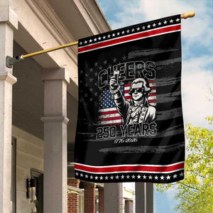 Patriotic Thomas Jefferson Garden Flag Cheers To 250 Years TS12 Distressed Black Red Print Your Wear