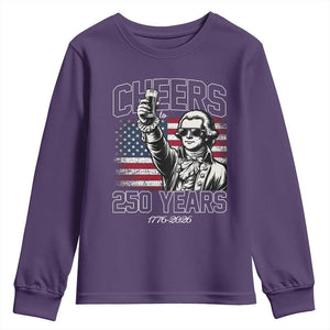 Patriotic Thomas Jefferson Youth Sweatshirt Cheers To 250 Years TS12 Purple Print Your Wear