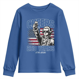 Patriotic Thomas Jefferson Youth Sweatshirt Cheers To 250 Years TS12 Royal Blue Print Your Wear
