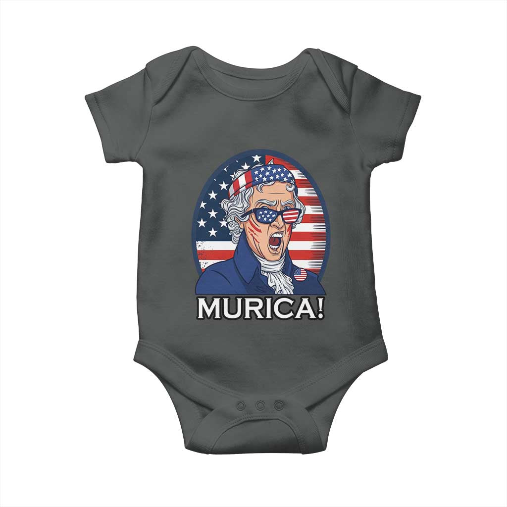 Funny Murica Thomas Jefferson Baby Onesie Founding Father Gift TS12 Dark Heather Print Your Wear