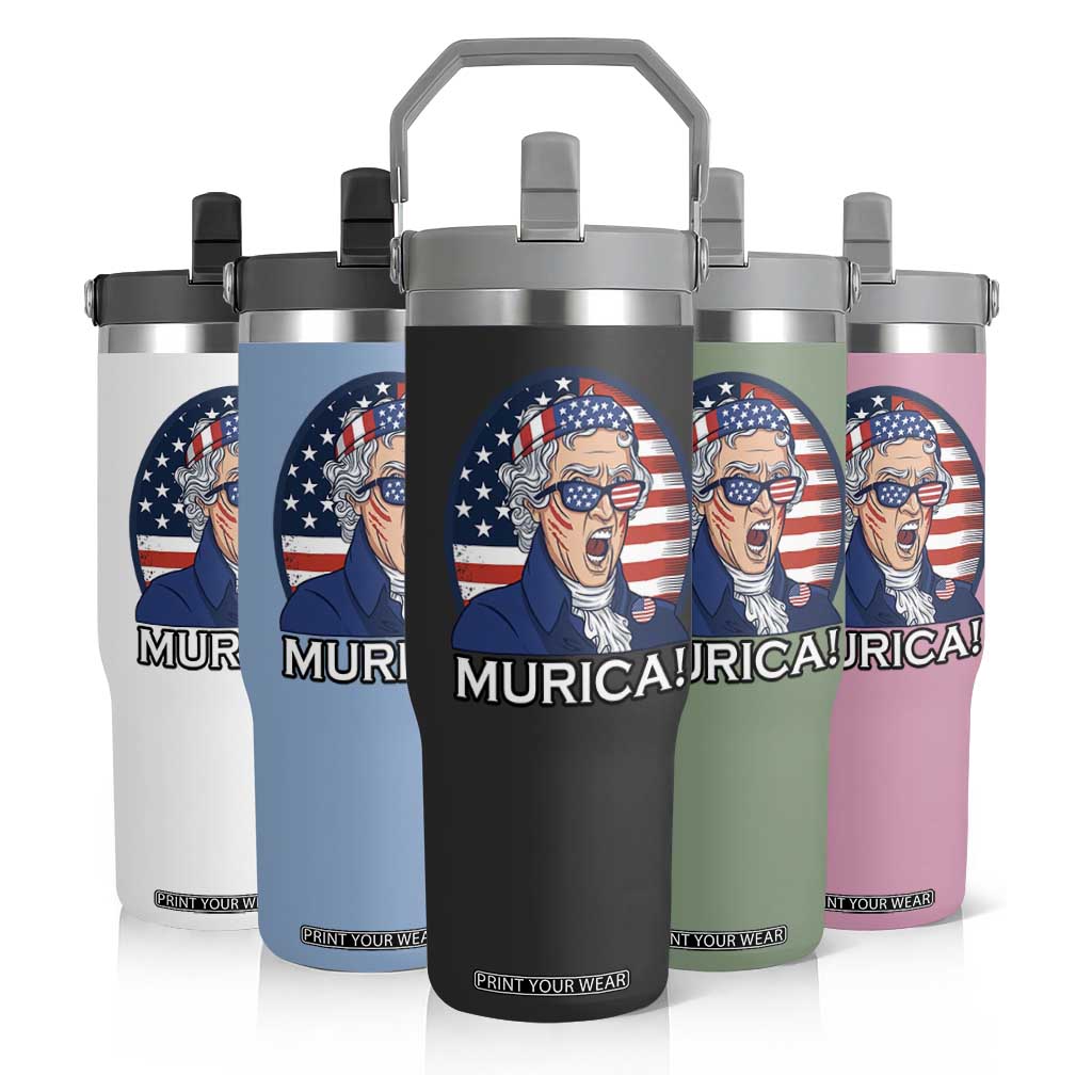 Funny Murica Thomas Jefferson Flip Straw Tumbler Founding Father Gift TS12 Print Your Wear