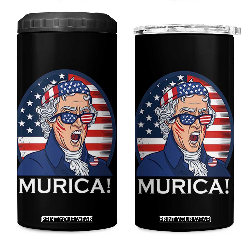 Funny Murica Thomas Jefferson 4 in 1 Can Cooler Tumbler Founding Father Gift TS12 One Size: 16 oz Black Print Your Wear