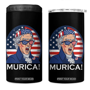 Funny Murica Thomas Jefferson 4 in 1 Can Cooler Tumbler Founding Father Gift TS12 One Size: 16 oz Black Print Your Wear