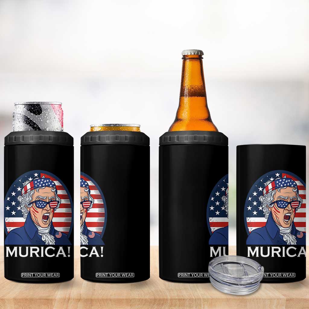 Funny Murica Thomas Jefferson 4 in 1 Can Cooler Tumbler Founding Father Gift TS12 Print Your Wear