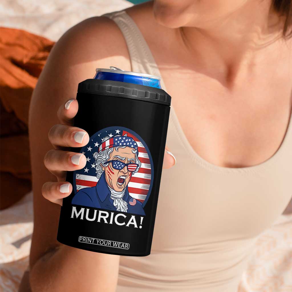 Funny Murica Thomas Jefferson 4 in 1 Can Cooler Tumbler Founding Father Gift TS12 Print Your Wear