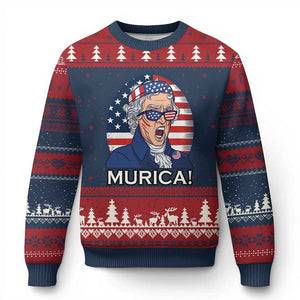 Funny Murica Thomas Jefferson Ugly Christmas Sweater Founding Father Gift TS12 Navy Red Print Your Wear