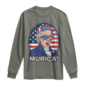Funny Murica Thomas Jefferson Long Sleeve Shirt Founding Father Gift TS12 Military Green Print Your Wear