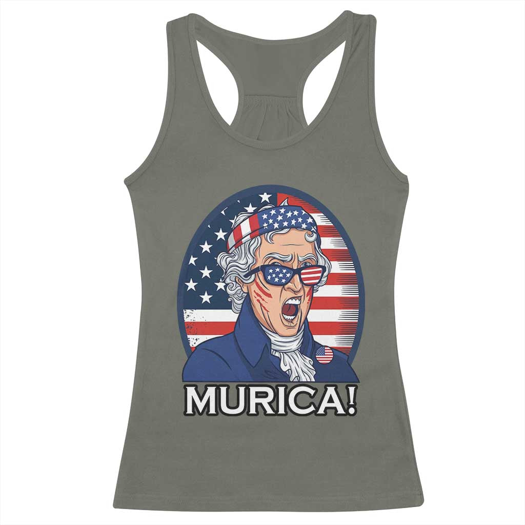 Funny Murica Thomas Jefferson Racerback Tank Top Founding Father Gift TS12 Military Green Print Your Wear