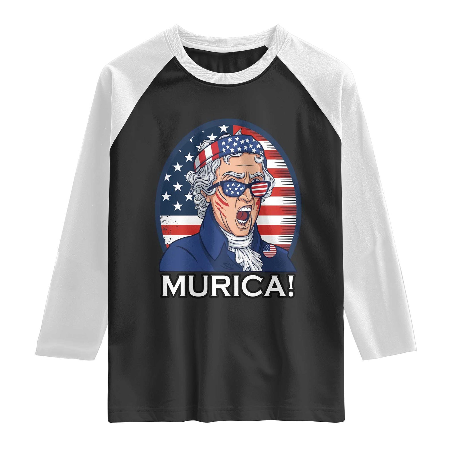 Funny Murica Thomas Jefferson Raglan Shirt Founding Father Gift TS12 Black White Print Your Wear