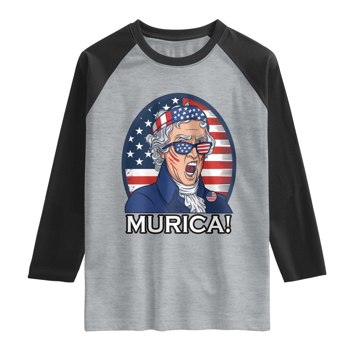 Funny Murica Thomas Jefferson Raglan Shirt Founding Father Gift TS12 Heather Gray Black Print Your Wear