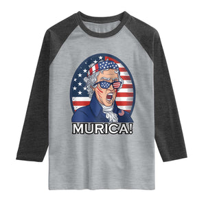Funny Murica Thomas Jefferson Raglan Shirt Founding Father Gift TS12 Heather Gray Heather Charcoal Print Your Wear