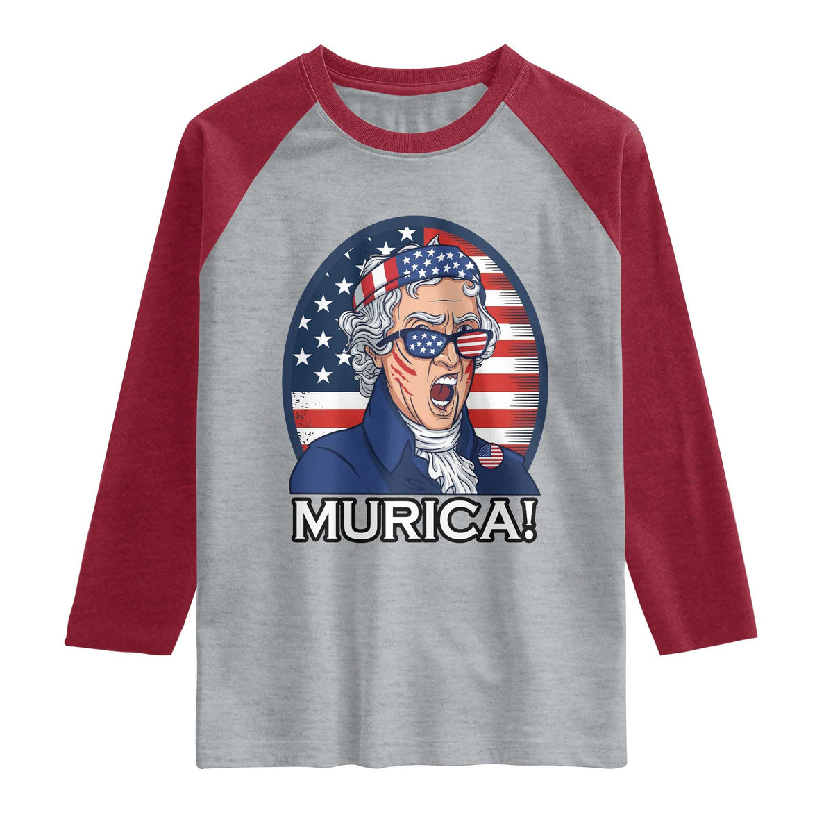 Funny Murica Thomas Jefferson Raglan Shirt Founding Father Gift TS12 Heather Gray Heather Red Print Your Wear