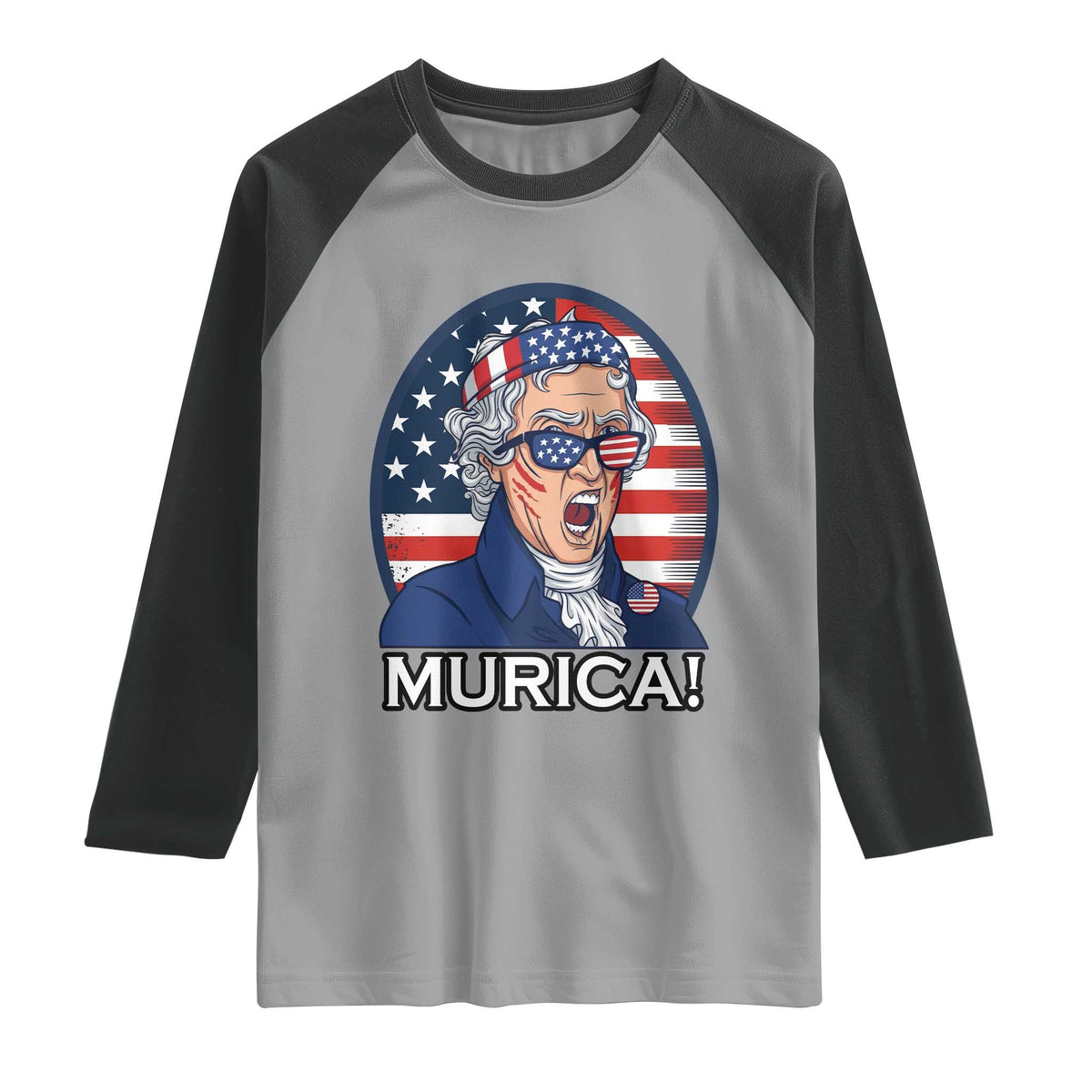 Funny Murica Thomas Jefferson Raglan Shirt Founding Father Gift TS12 Sport Gray Black Print Your Wear