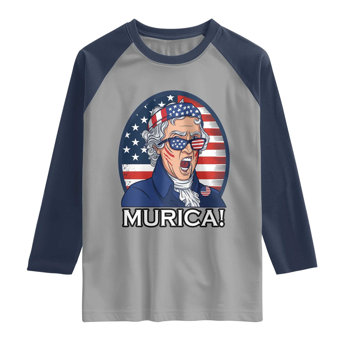 Funny Murica Thomas Jefferson Raglan Shirt Founding Father Gift TS12 Sport Gray Navy Print Your Wear