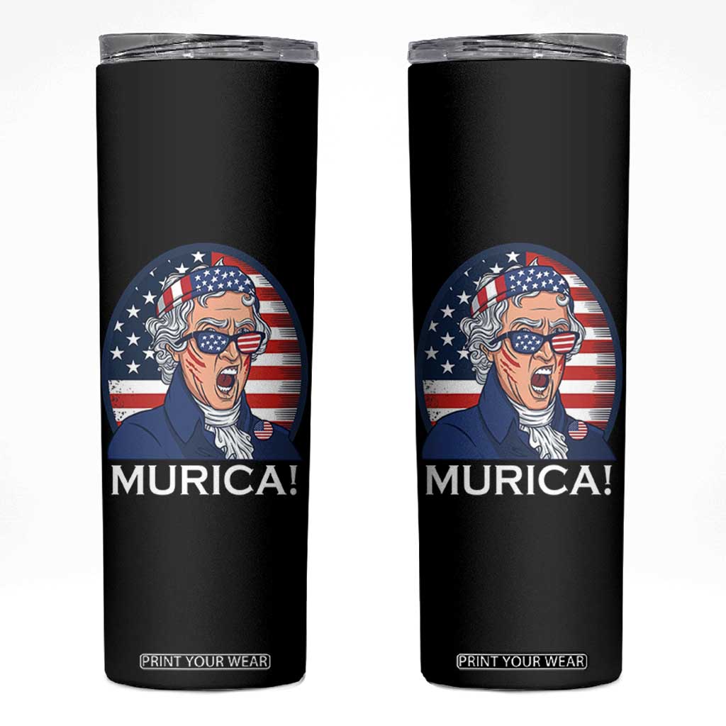 Funny Murica Thomas Jefferson Skinny Tumbler Founding Father Gift TS12 Black Print Your Wear