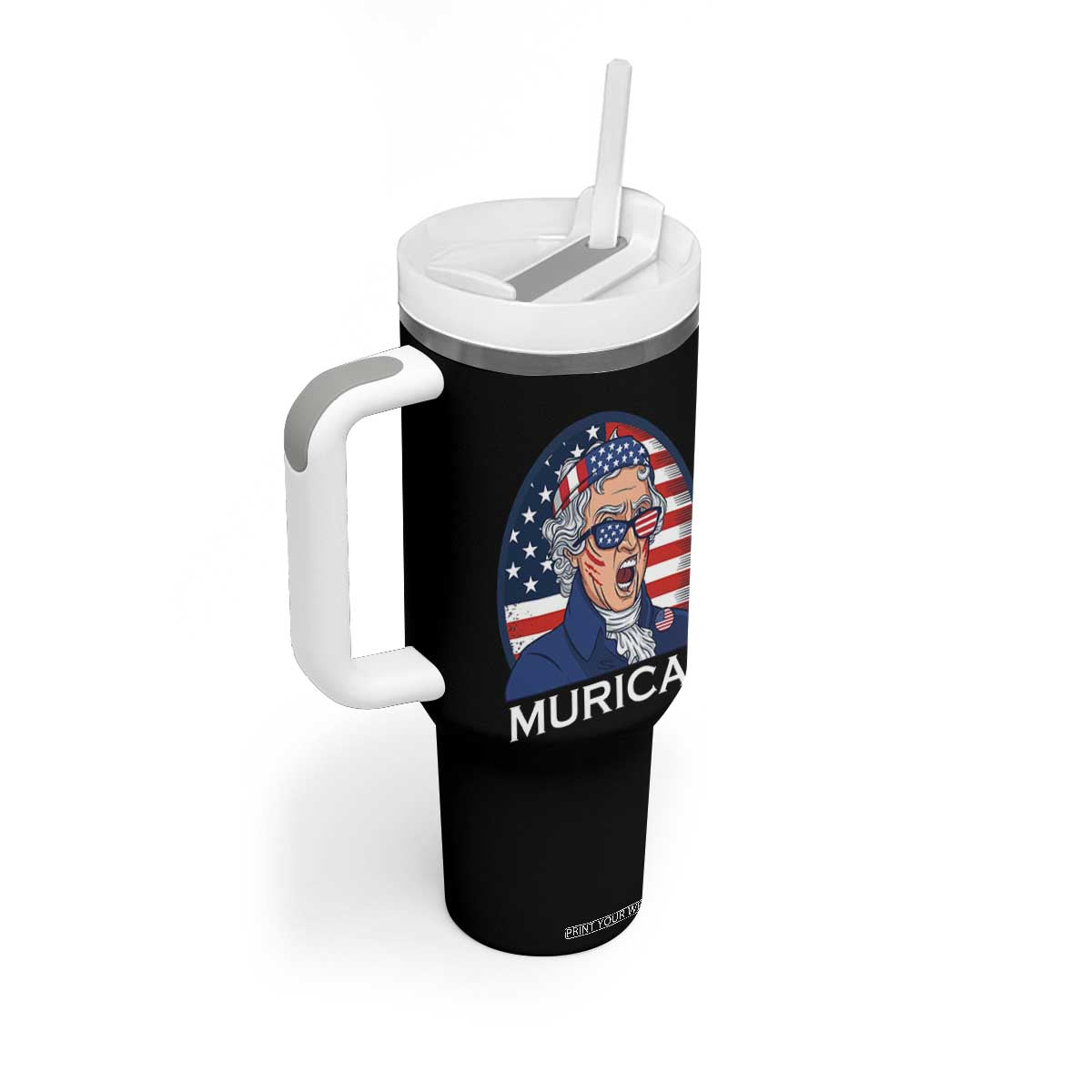 Funny Murica Thomas Jefferson Tumbler With Handle Founding Father Gift TS12 Print Your Wear