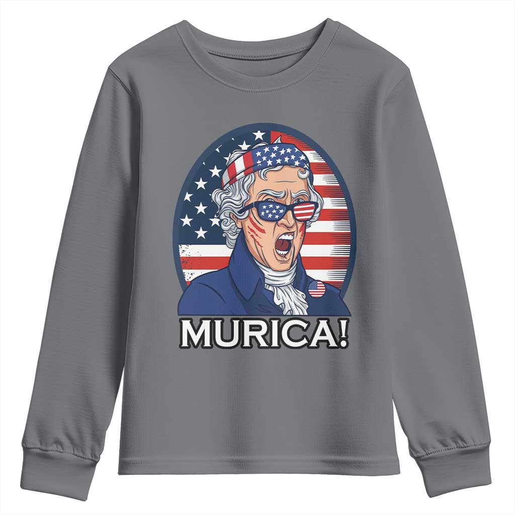 Funny Murica Thomas Jefferson Youth Sweatshirt Founding Father Gift TS12 Charcoal Print Your Wear