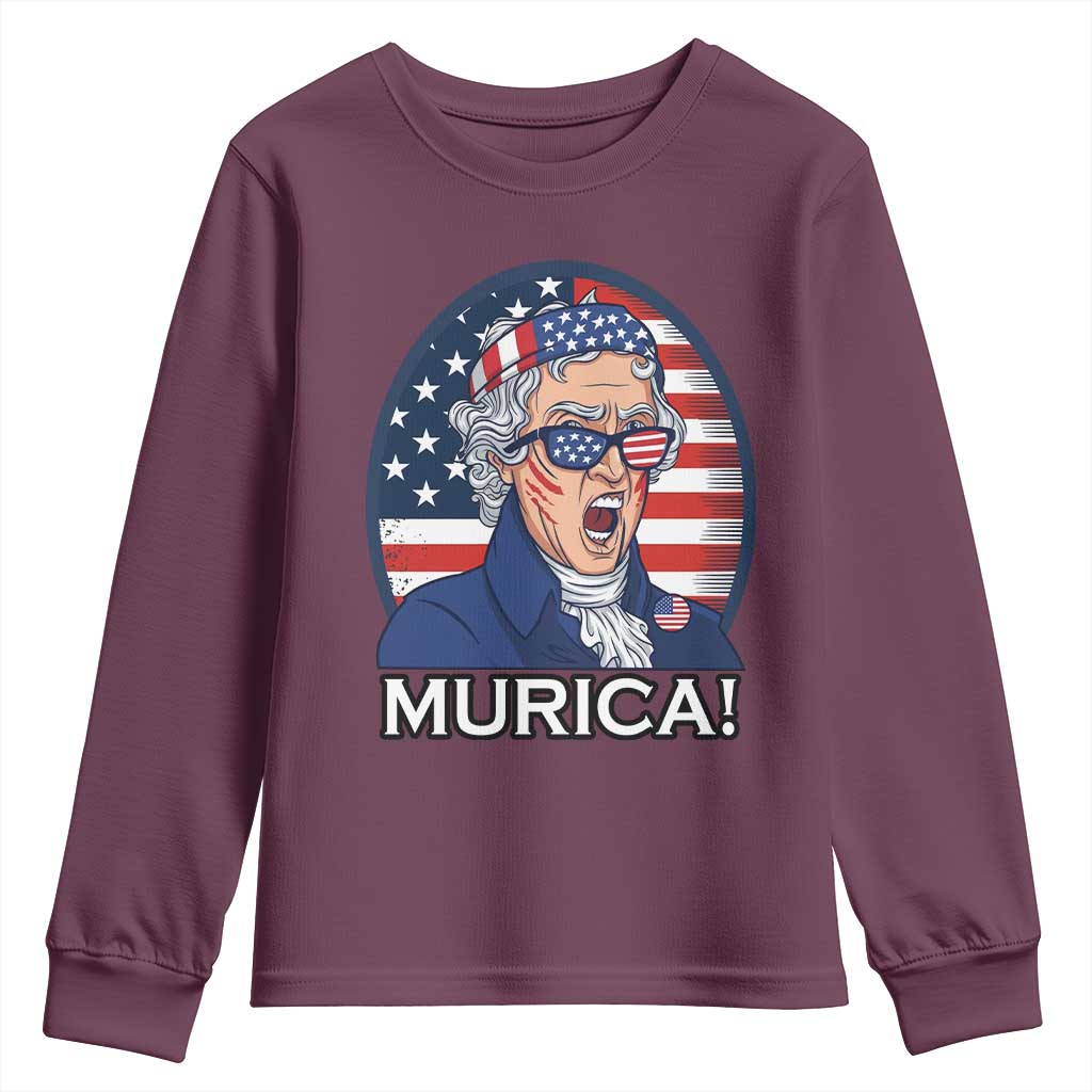 Funny Murica Thomas Jefferson Youth Sweatshirt Founding Father Gift TS12 Maroon Print Your Wear
