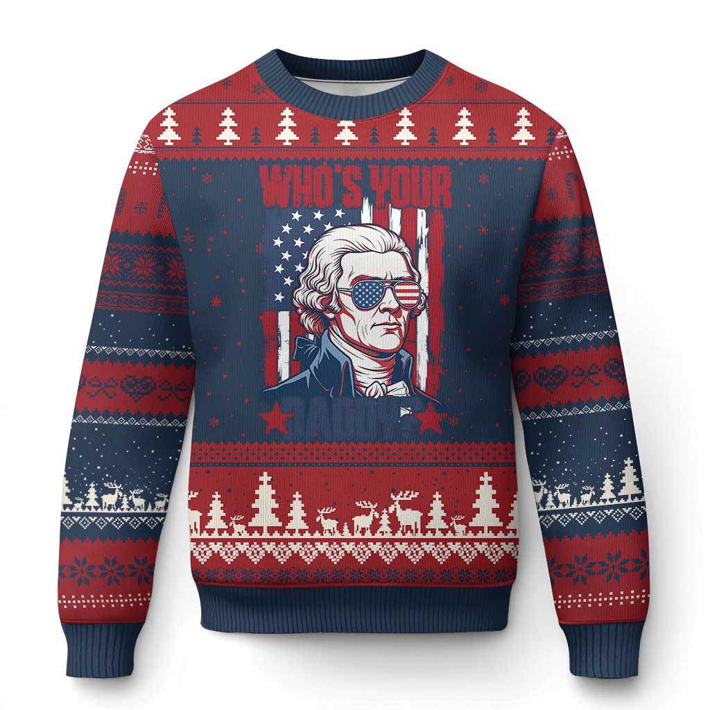 Funny Thomas Jefferson Ugly Christmas Sweater Who Is Your Daddy TS12 Navy Red Print Your Wear