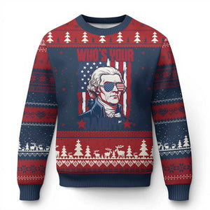 Funny Thomas Jefferson Ugly Christmas Sweater Who Is Your Daddy TS12 Navy Red Print Your Wear