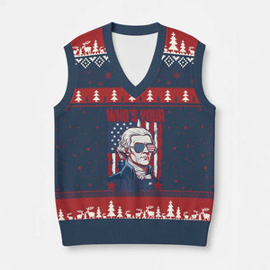 Funny Thomas Jefferson V-Neck Knit Sweater Vest Who Is Your Daddy TS12 Navy Red Print Your Wear
