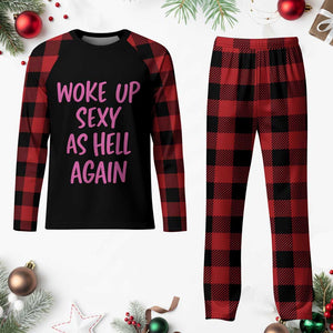 Sarcastic Women Quote Plaid Pajama Set I Woke Up Sexy As Hell Again TS12 Buffalo Plaid Print Your Wear
