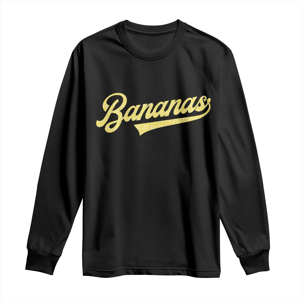 Funny Banana Pattern Typography Long Sleeve Shirt Retro Throwback Fruit Lover TS12 Black Print Your Wear