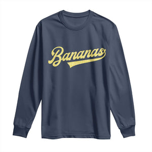 Funny Banana Pattern Typography Long Sleeve Shirt Retro Throwback Fruit Lover TS12 Navy Print Your Wear