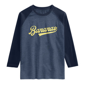 Funny Banana Pattern Typography Raglan Shirt Retro Throwback Fruit Lover TS12 Heather Denim Navy Print Your Wear