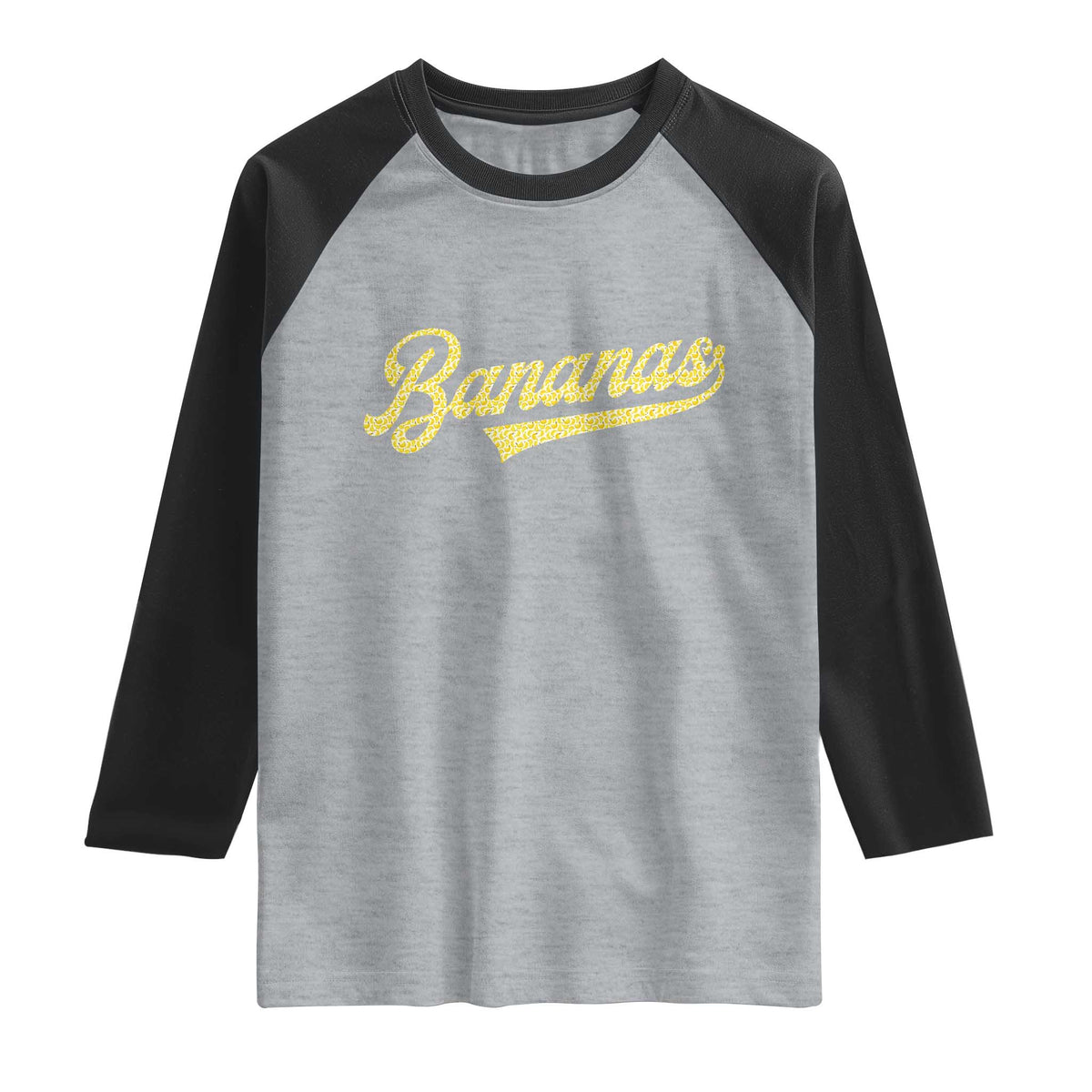 Funny Banana Pattern Typography Raglan Shirt Retro Throwback Fruit Lover TS12 Heather Gray Black Print Your Wear