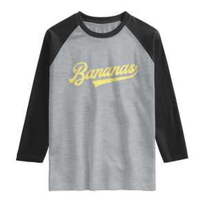 Funny Banana Pattern Typography Raglan Shirt Retro Throwback Fruit Lover TS12 Heather Gray Black Print Your Wear