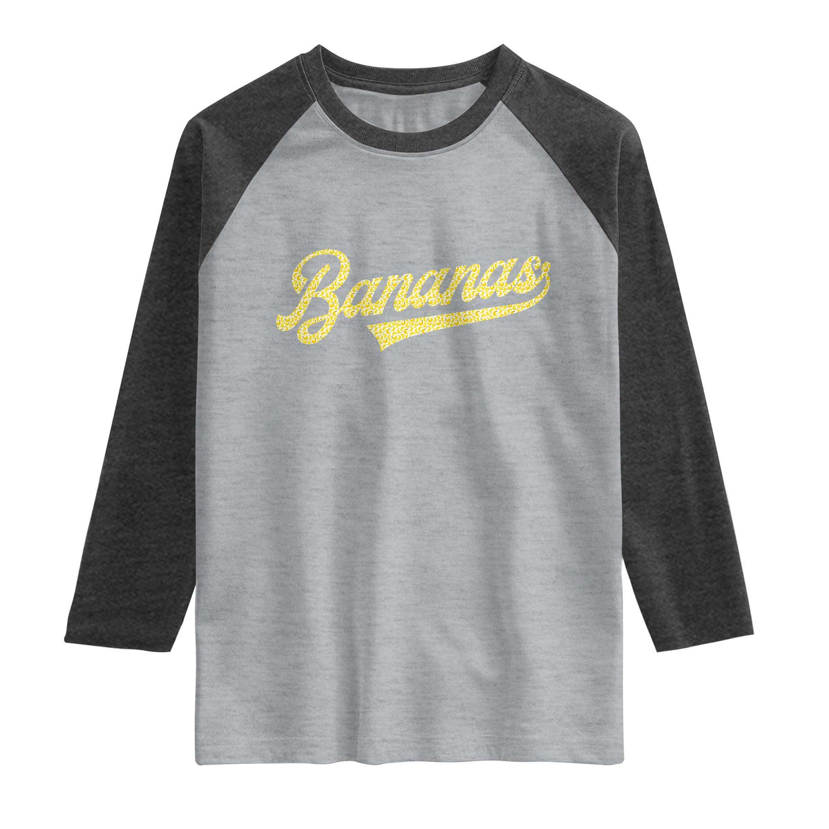 Funny Banana Pattern Typography Raglan Shirt Retro Throwback Fruit Lover TS12 Heather Gray Heather Charcoal Print Your Wear