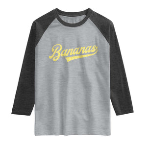 Funny Banana Pattern Typography Raglan Shirt Retro Throwback Fruit Lover TS12 Heather Gray Heather Charcoal Print Your Wear