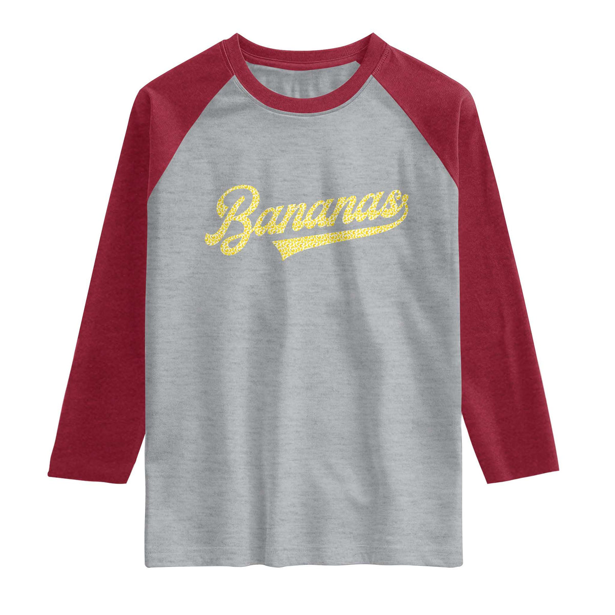 Funny Banana Pattern Typography Raglan Shirt Retro Throwback Fruit Lover TS12 Heather Gray Heather Red Print Your Wear