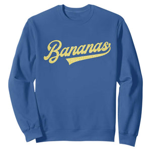 Funny Banana Pattern Typography Sweatshirt Retro Throwback Fruit Lover TS12 Royal Blue Print Your Wear